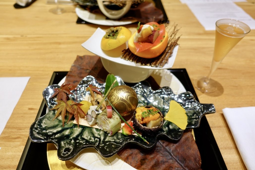 Fine dining kaiseki meal at ryokan Madoka no Mori Hakone Japan