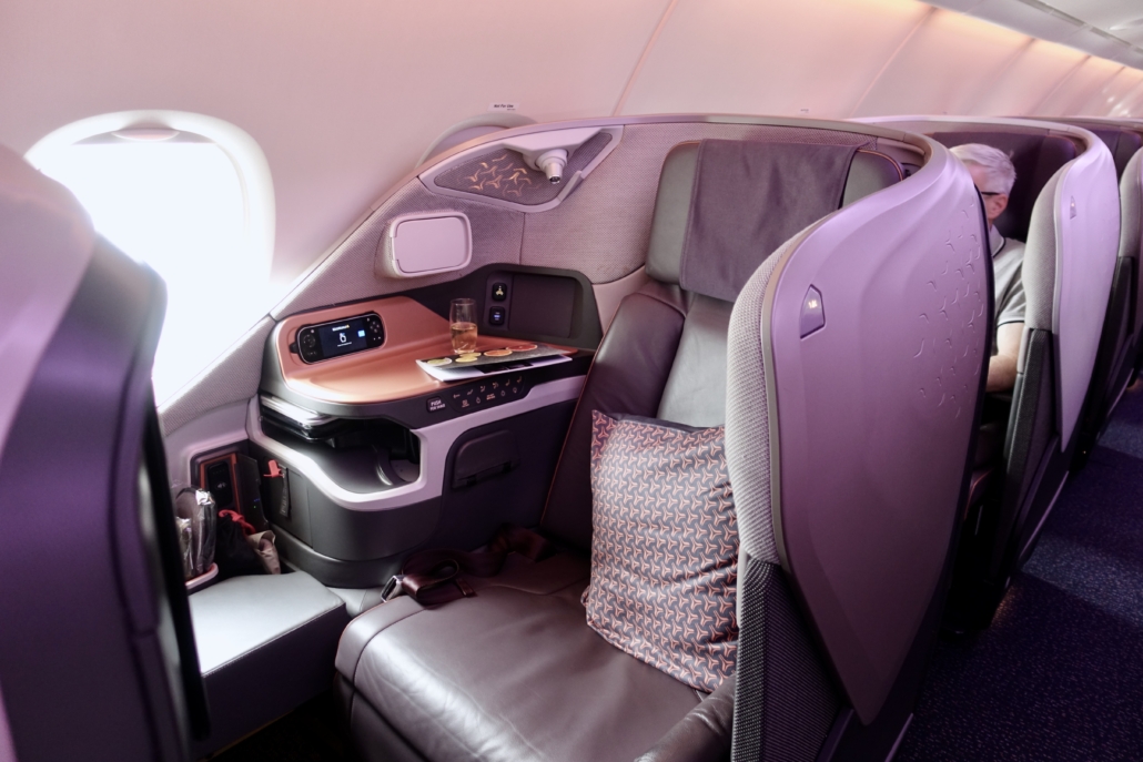 New business class cabin Singapore Airlines - travel in Corona times