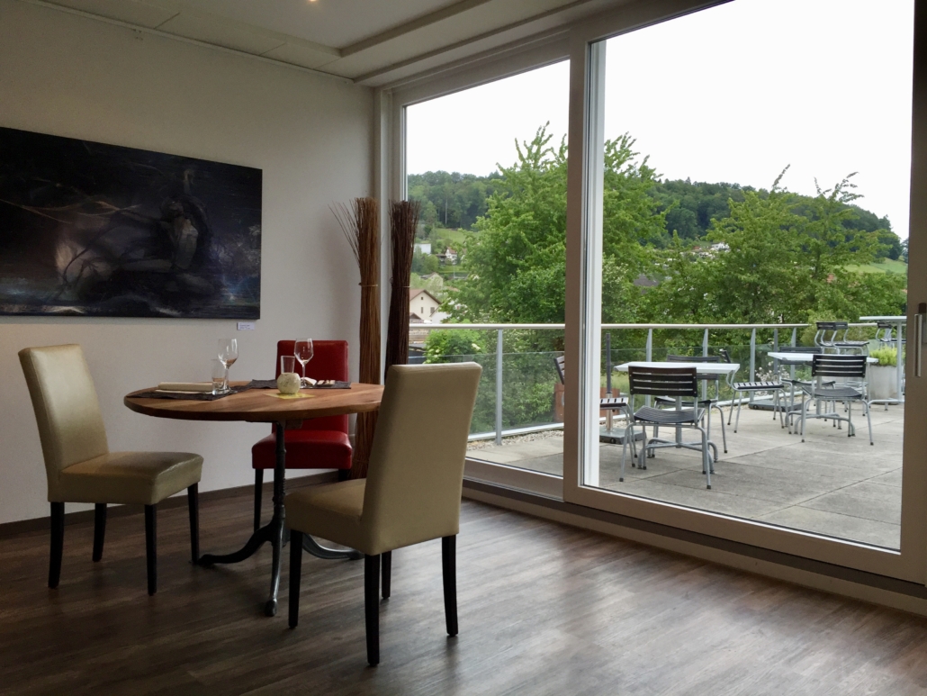 Restaurant Bruecke, Niedergoesgen, Switzerland, where tables are spaced far apart