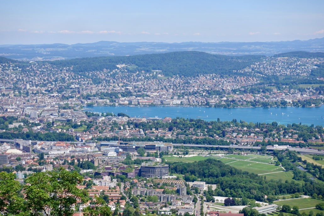 View of Lake Zurich & Zurich city Switzerland from Uetliberg