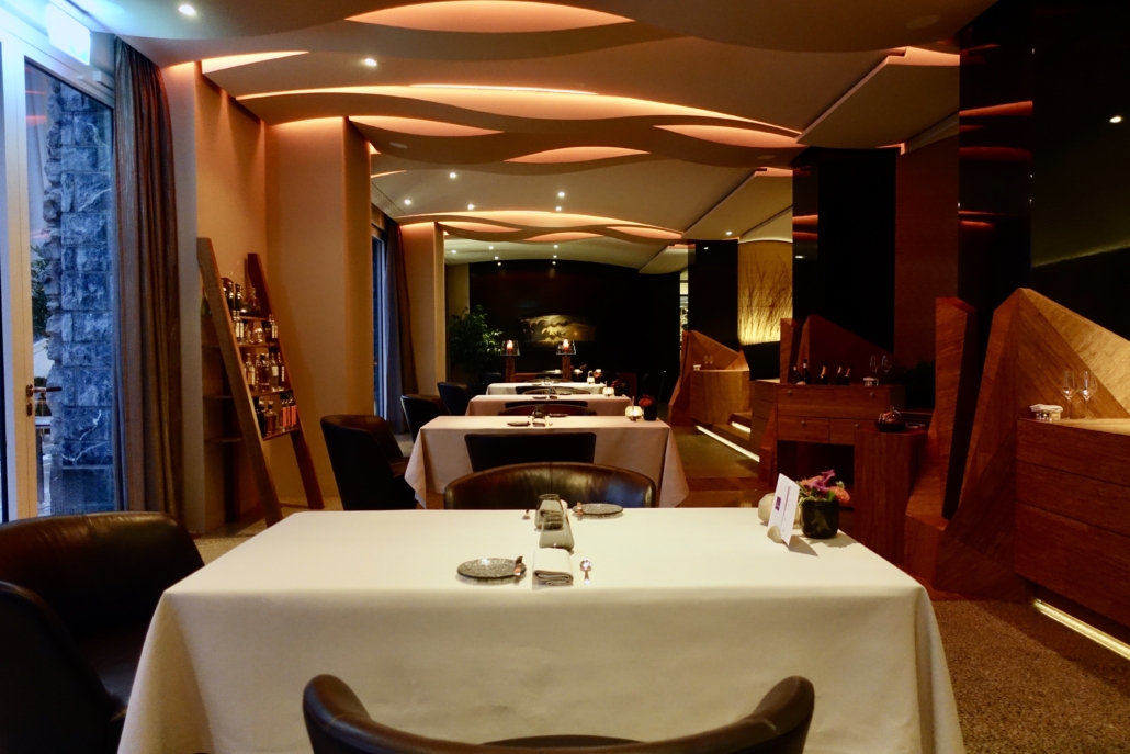 Restaurant Focus, Weggis, Switzerland, with tables spaced far apart