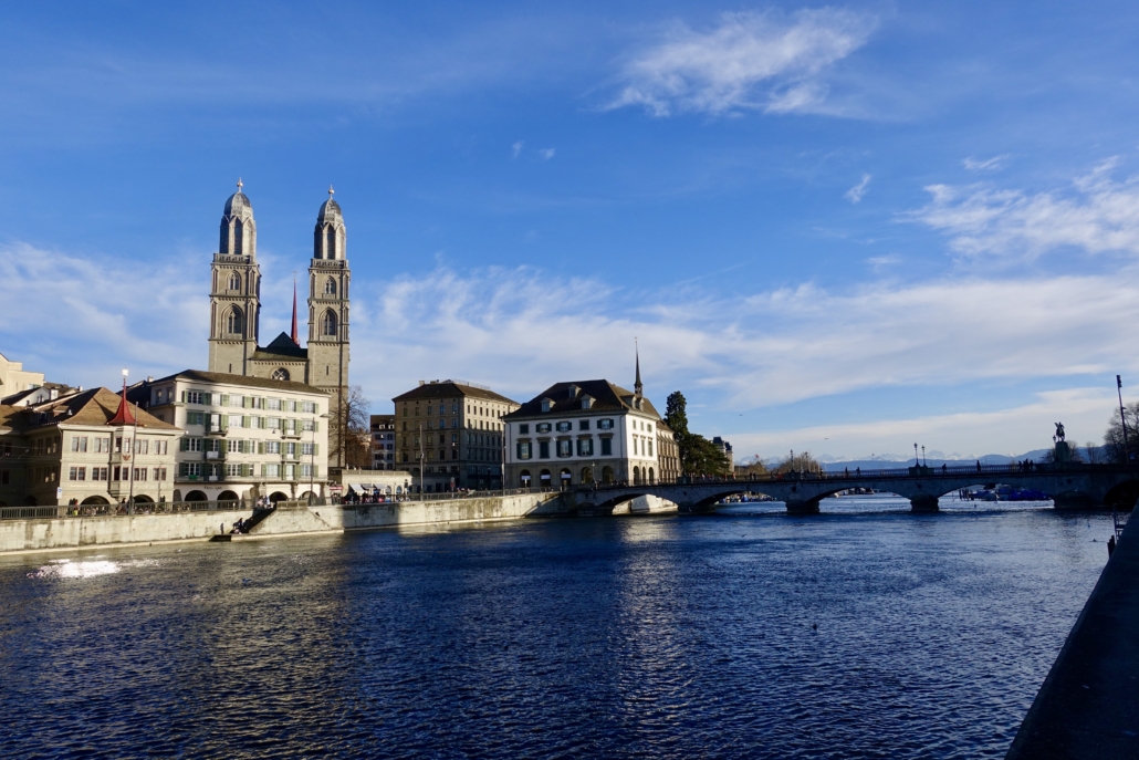 Zurich city with river Limmat Switzerland