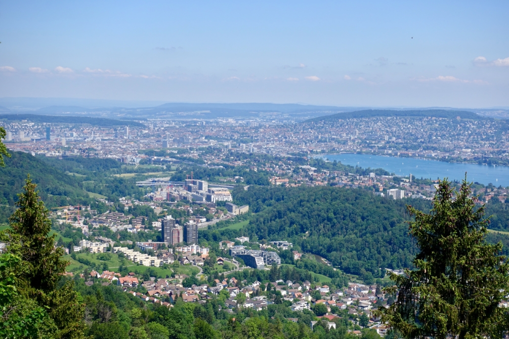 View of town, Lake Zurich & Zurich city