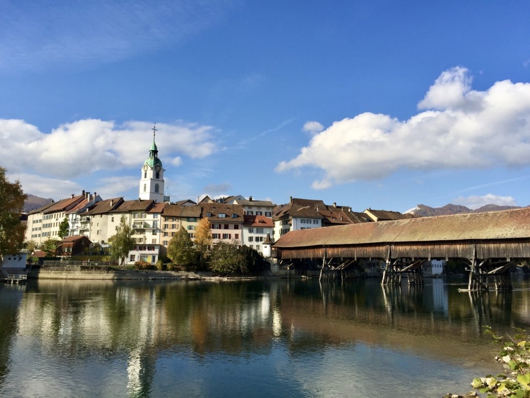 Town of Olten in Swiss Mittelland with old town & old bridge