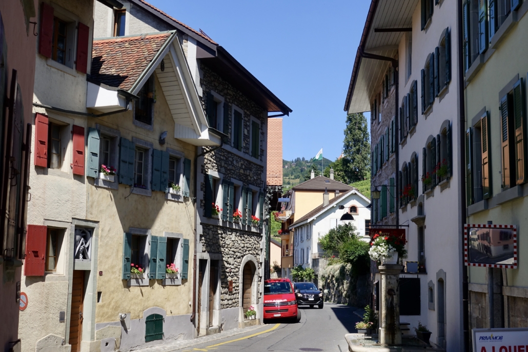 Historical wine village of Epesses in the Lavaux vineyards Lake Geneva Switzerland