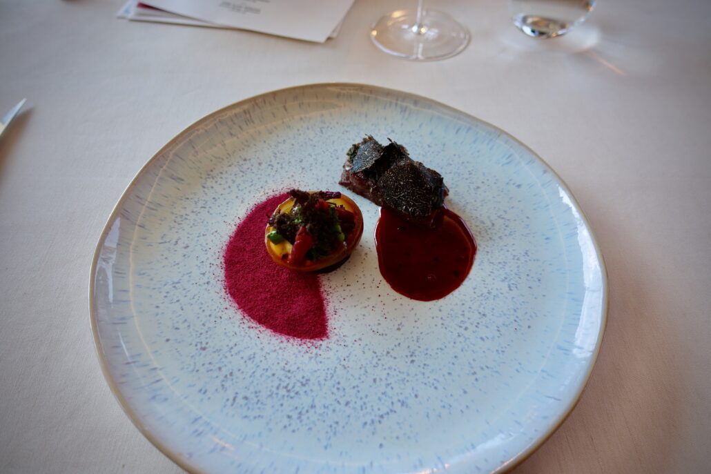 summer dear with New Zealand spinach, beetroot and truffles at Restaurant Incantare Switzerland foodie destination