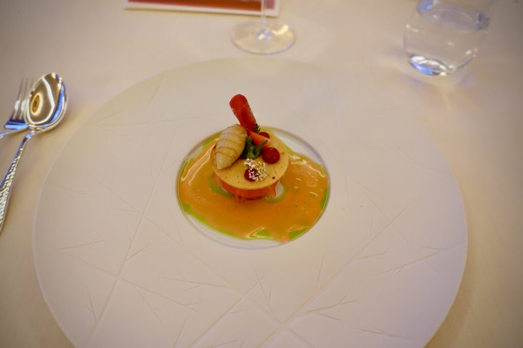 strawberry with amazake, almond miso & rucola at Restaurant Incantare Switzerland foodie destination
