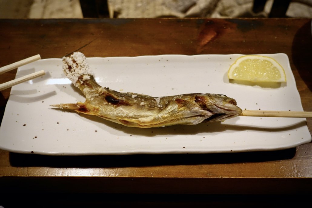 Takimi Onsen Inn Nagiso Kiso Valley Japan: grilled fish to eat as a whole