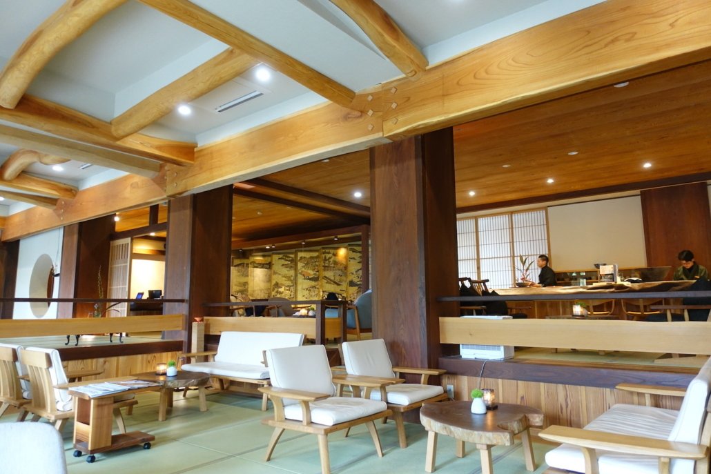 lobby at luxury ryokan Madoka no Mori in Hakone