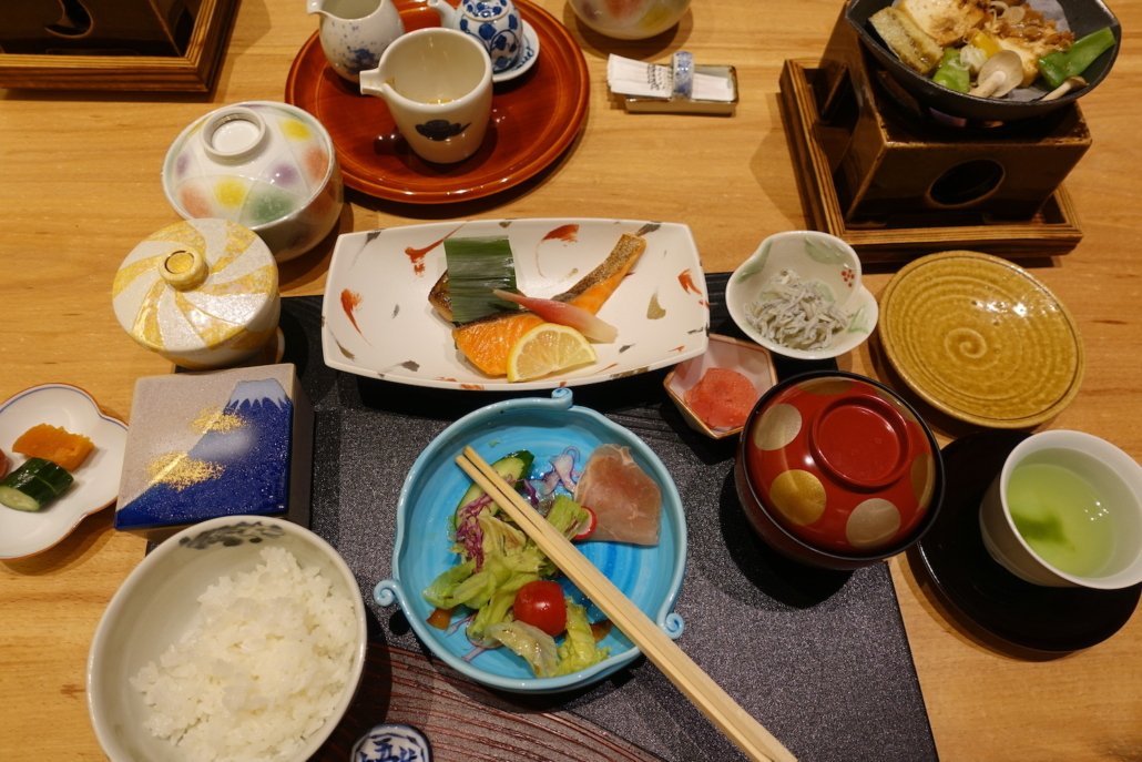 Japanese breakfast at ryokan Madoka no Mori in Hakone