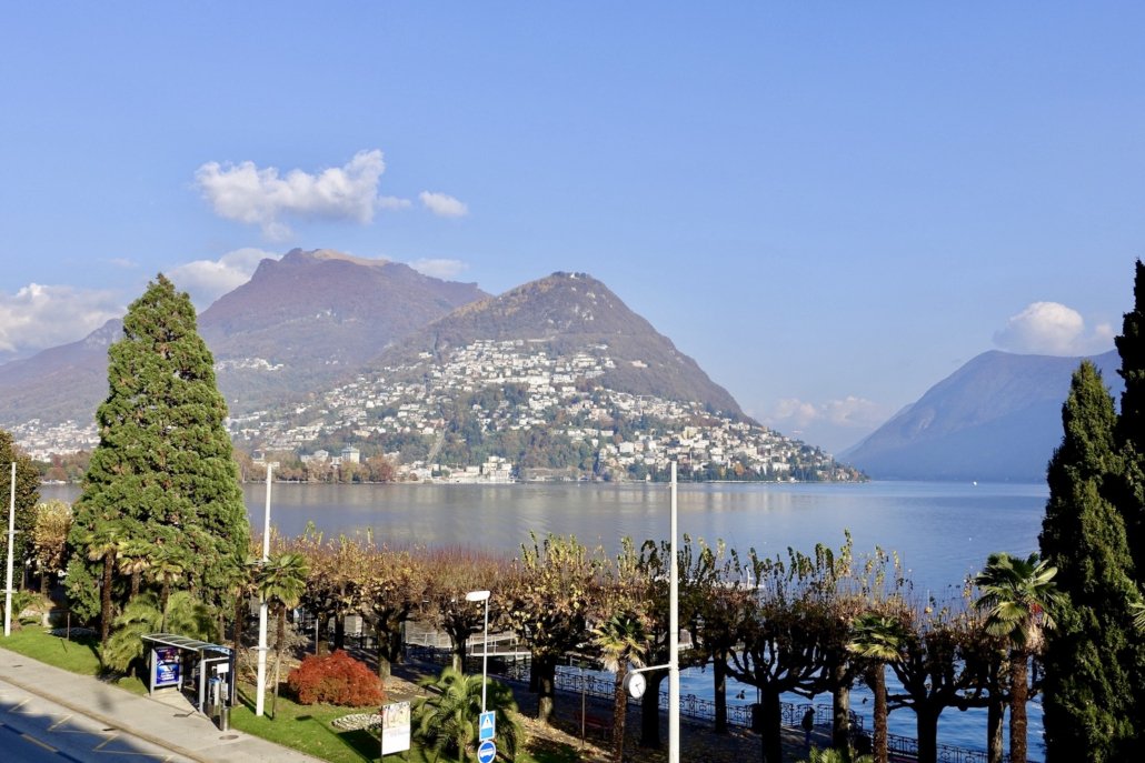luxury hotel Splendide Royale Lugano Switzerland: view from room towards Monte Bré