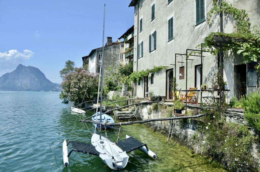 Gandria Lugano Switzerland: village & Monte San Salvatore