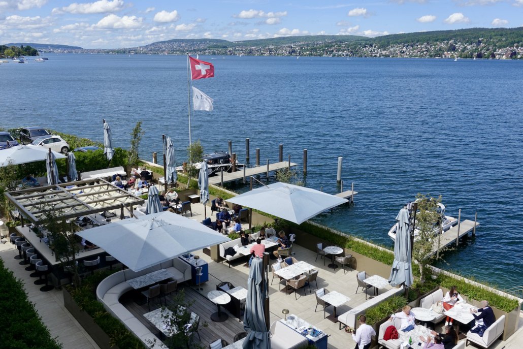 outdoor restaurant luxury Hotel Alex Lake Zurich, Switzerland
