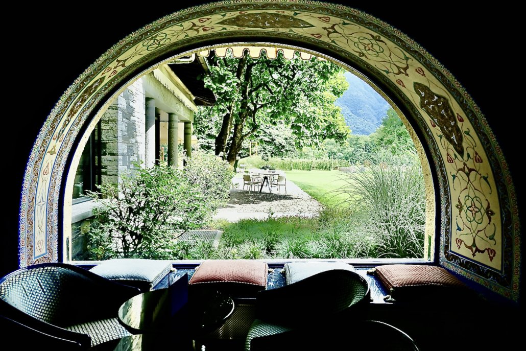 bar with view of main restaurant at Hotel Castello del Sole Ascona Ticino Switzerland