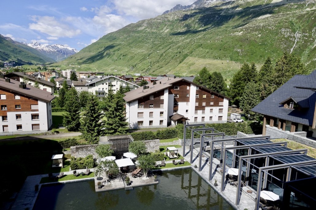 outdoor & indoor pool at The Chedi Hotel Andermatt Alps Switzerland (on the right side)