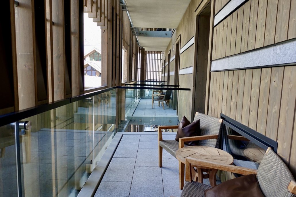 guest rooms' balconies with double facade at The Chedi Andermatt Alps Switzerland 