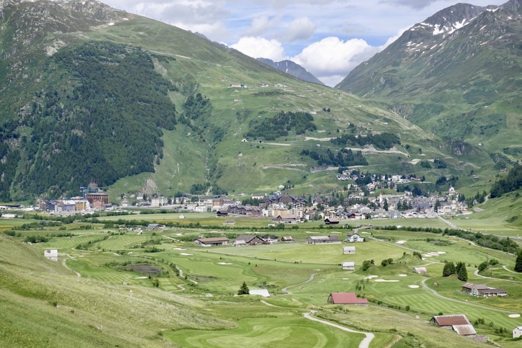 the Alpine village of Andermatt near the Gotthard Pass