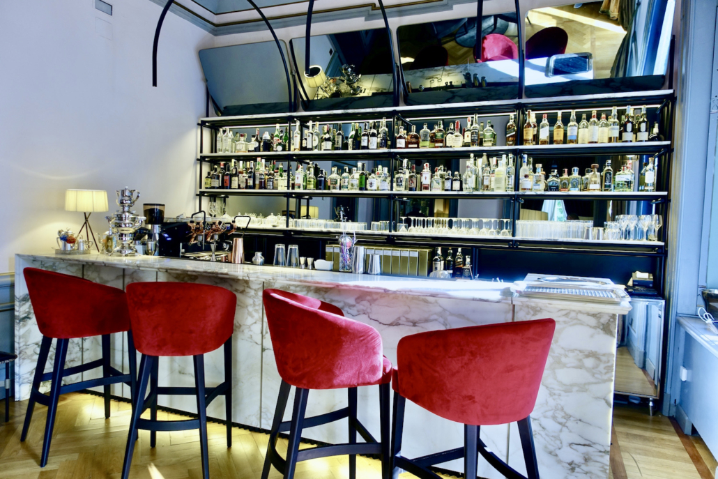 bar at at luxury hotel & 2-star Michelin restaurant Villa Crespi Lake Orta, Italy