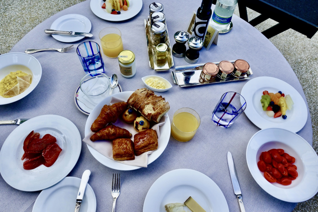 breakfast at luxury hotel & 2-star Michelin restaurant Villa Crespi Lake Orta, Italy