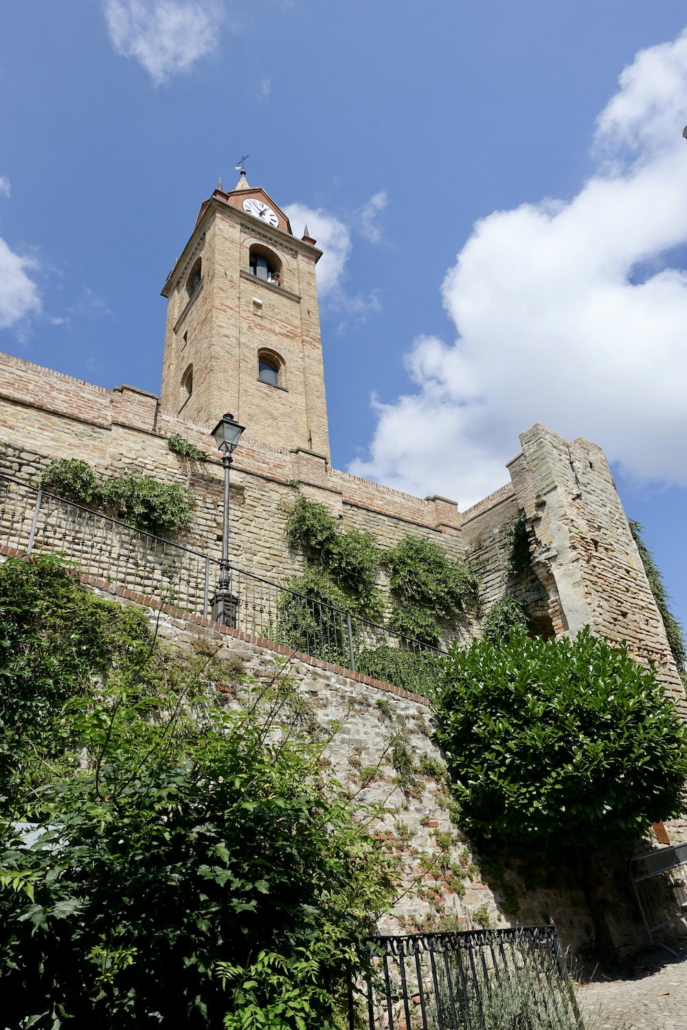 bell tower Monforte d'Alba Piedmont's Langhe region, Italy