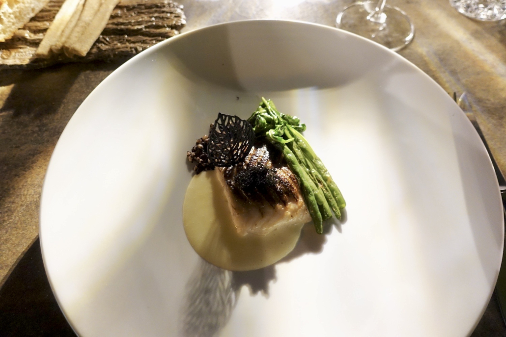 sturgeon with caviar and Mugnaia sauce at 1-star Michelin Guido da Costigliole at Relais San Maurizio Piedmont, Italy