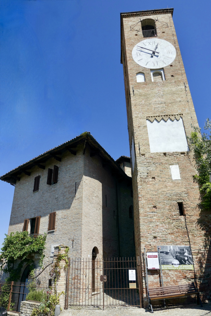 clock tower Neive Piedmont's Langhe region, Italy