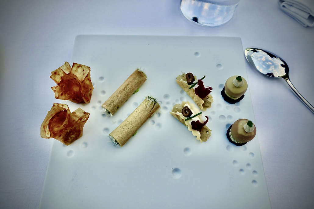 Villa della Pergola Alassio, Italy, snacks at 1-star Michelin Restaurant Nove