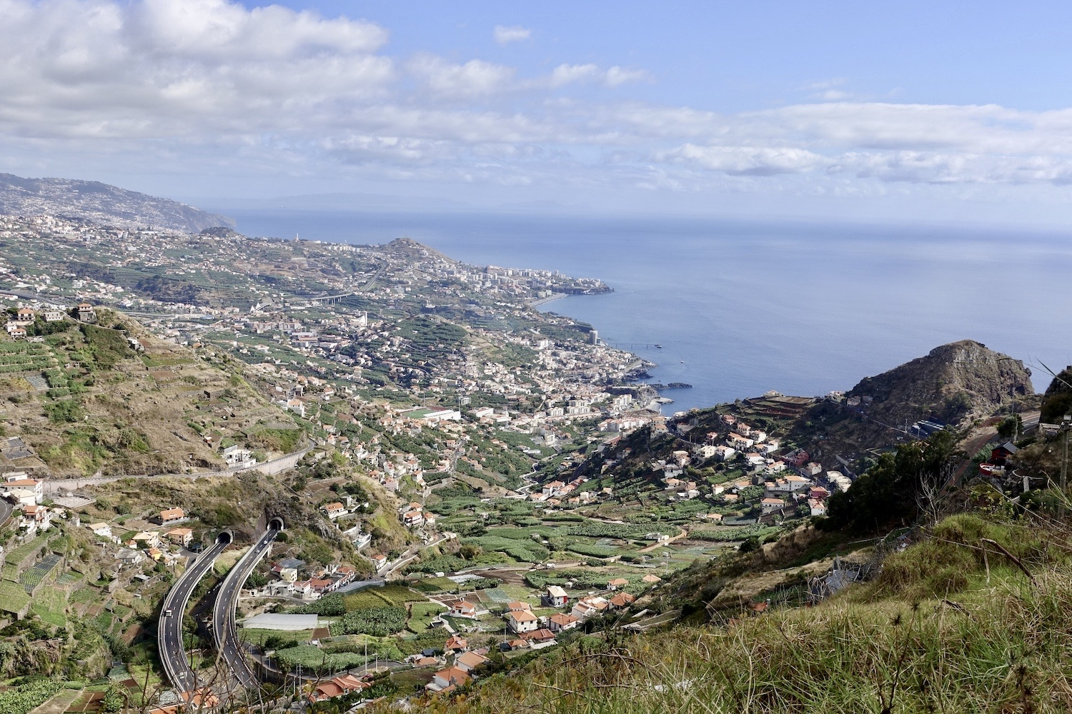 well developed road network in Madeira, viewed from Cabo Girão Skywalk