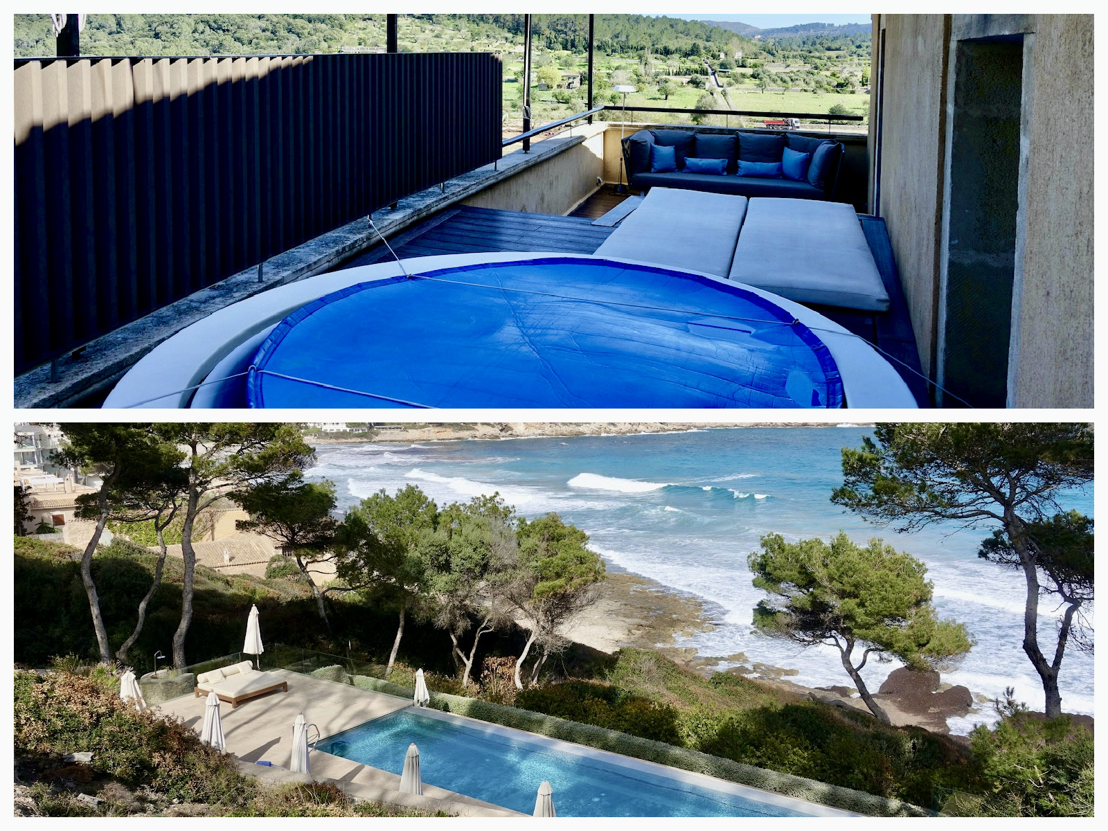 two luxury hotels in Mallorca/Spain: Son Brull (top) & Can Simoneta (below)
