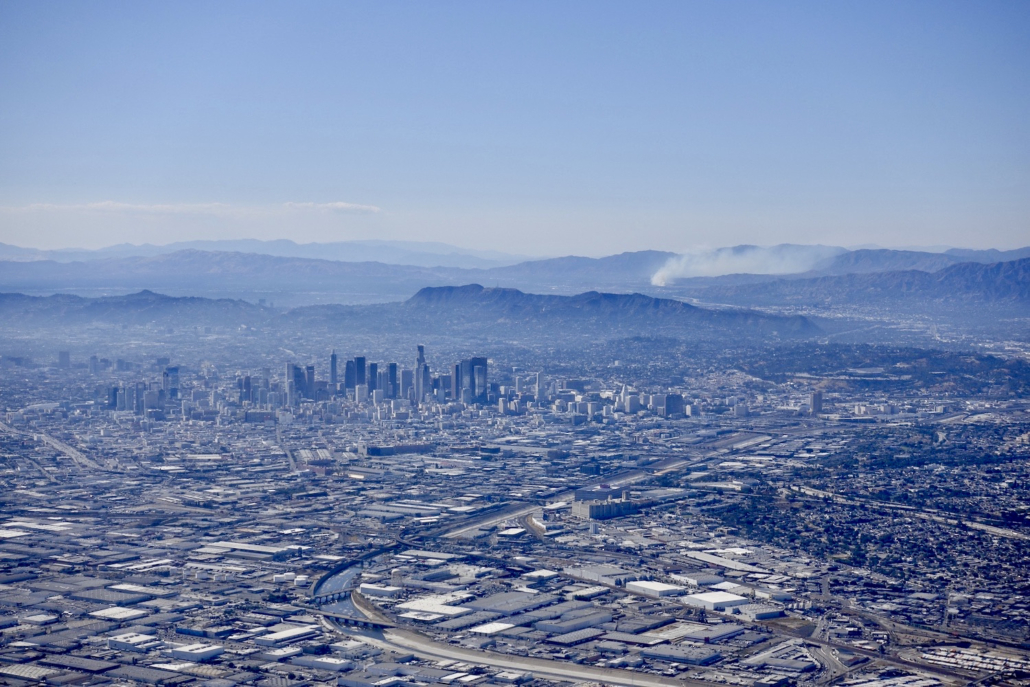Los Angeles California USA from plane - American Southwest in style