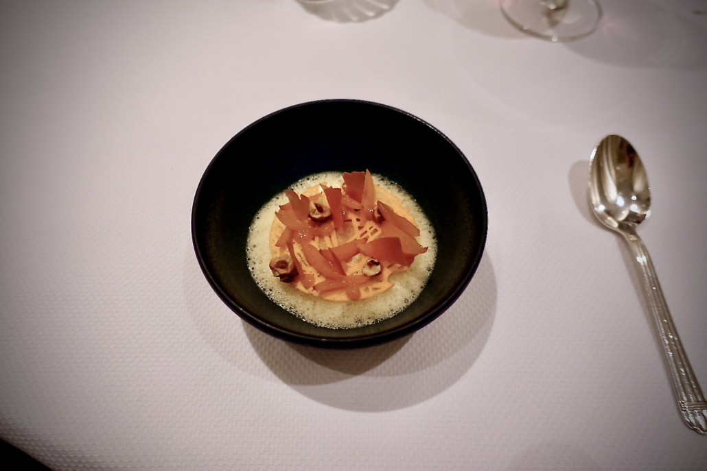 apricot, hazelnut & white chocolate at 3-star Michelin Restaurant Hôtel de Ville Crissier Switzerland