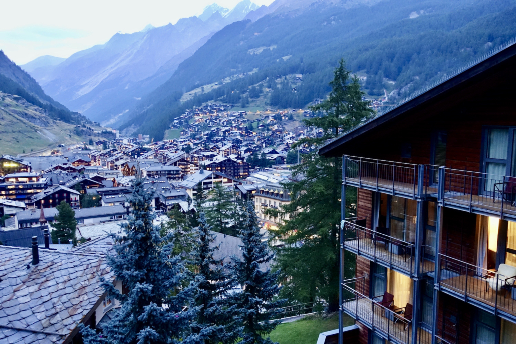 view from the Corner Suite by night Hotel The Omnia Zermatt, Switzerland