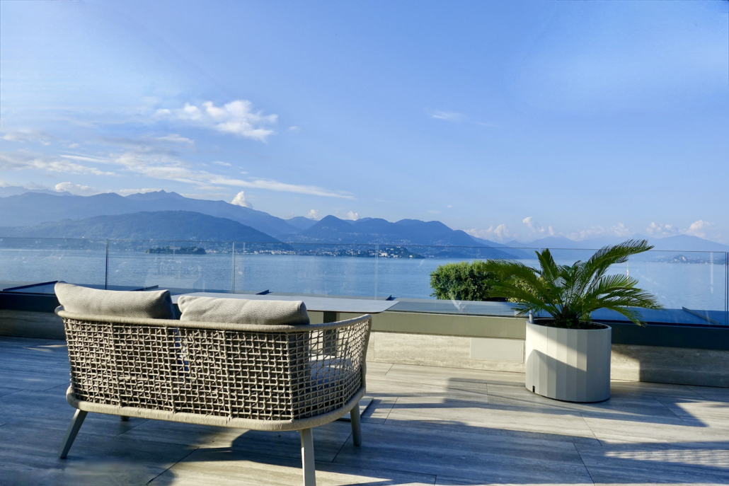 view from Rooftop Restaurant at Boutique Hotel Stresa Piedmont/Italy 