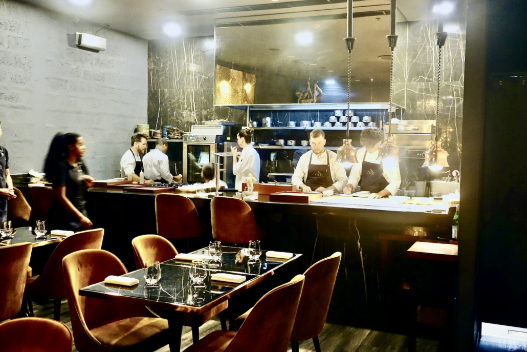 Restaurant Audax Madeira/Portugal, the chef ist the one with the man bun - fine-dining restaurant scene Madeira